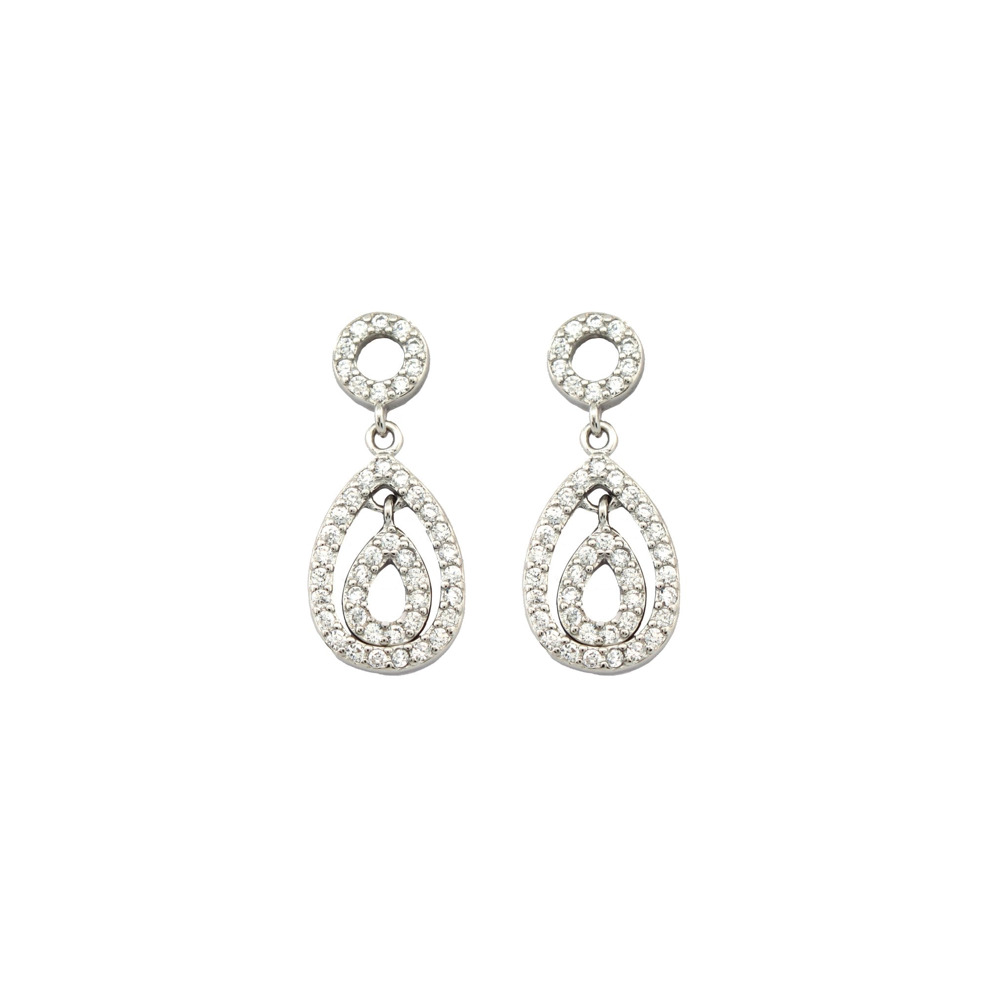 925 Silver Rhodium Plated CZ Set Drops