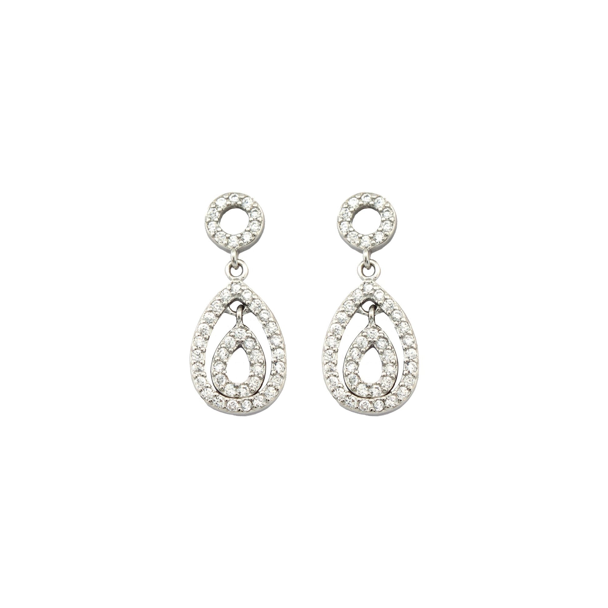 925 Silver Rhodium Plated CZ Set Drops