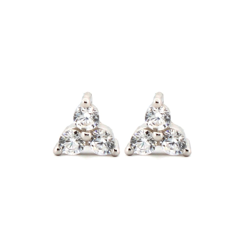 925 Silver Rhodium Plated CZ Set Studs