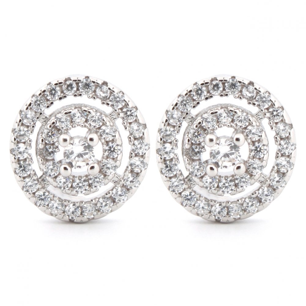 925 Silver Rhodium Plated CZ Set Studs