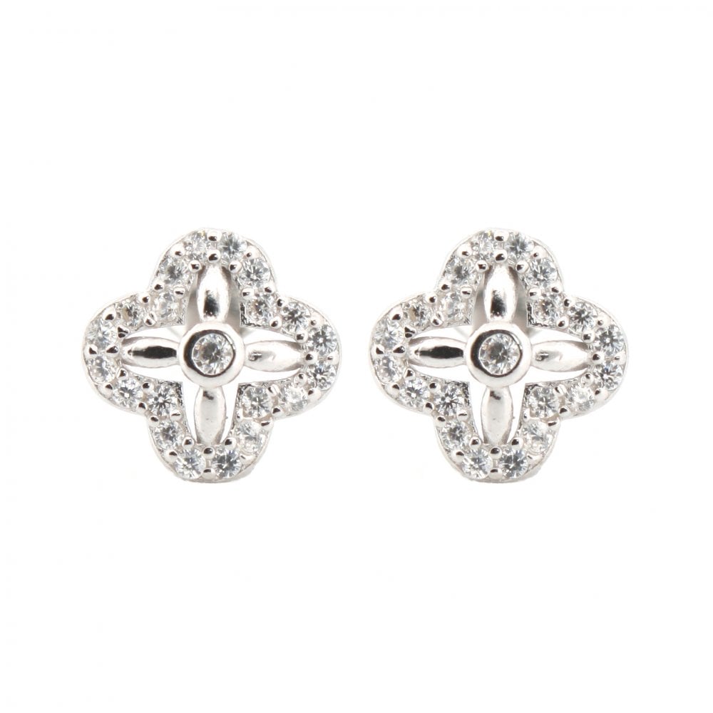 925 Silver Rhodium Plated CZ Set Studs