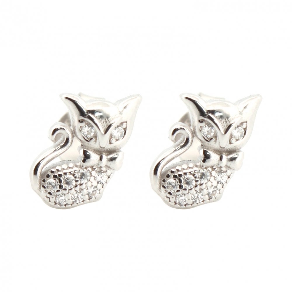 925 Silver Rhodium Plated CZ Set Studs