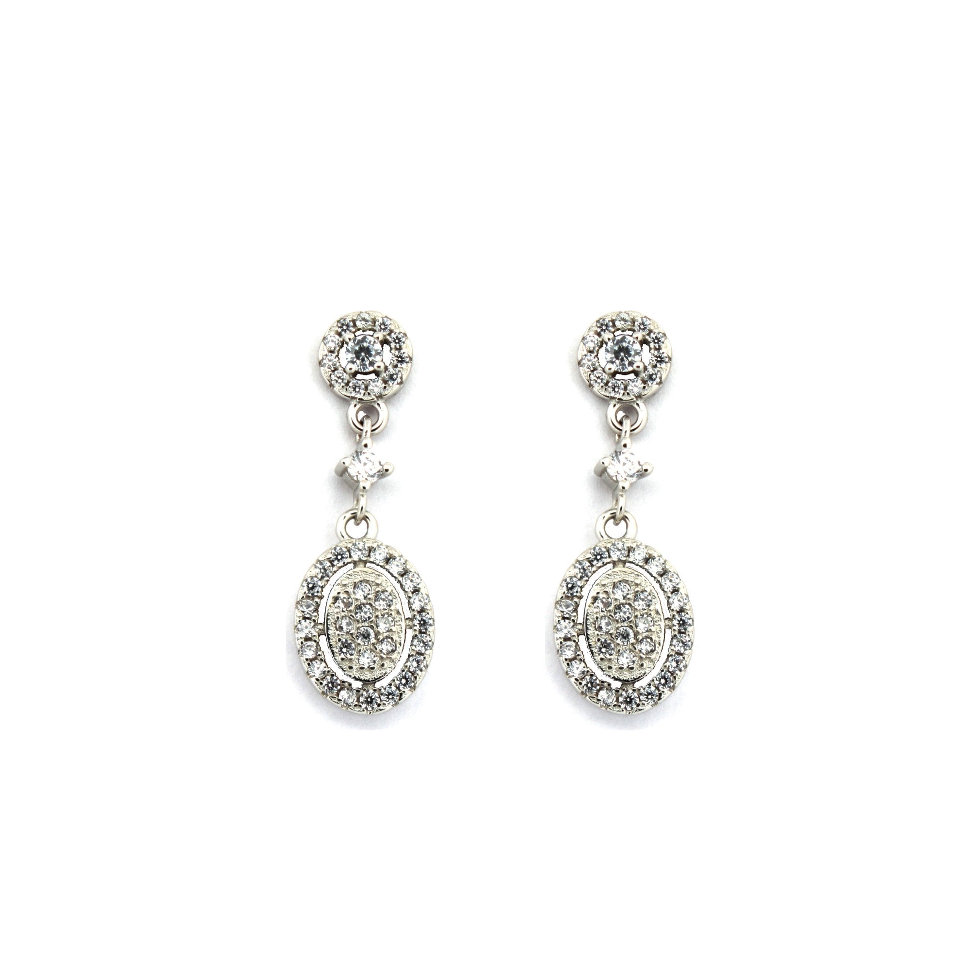 925 Silver Rhodium Plated CZ Set Studs