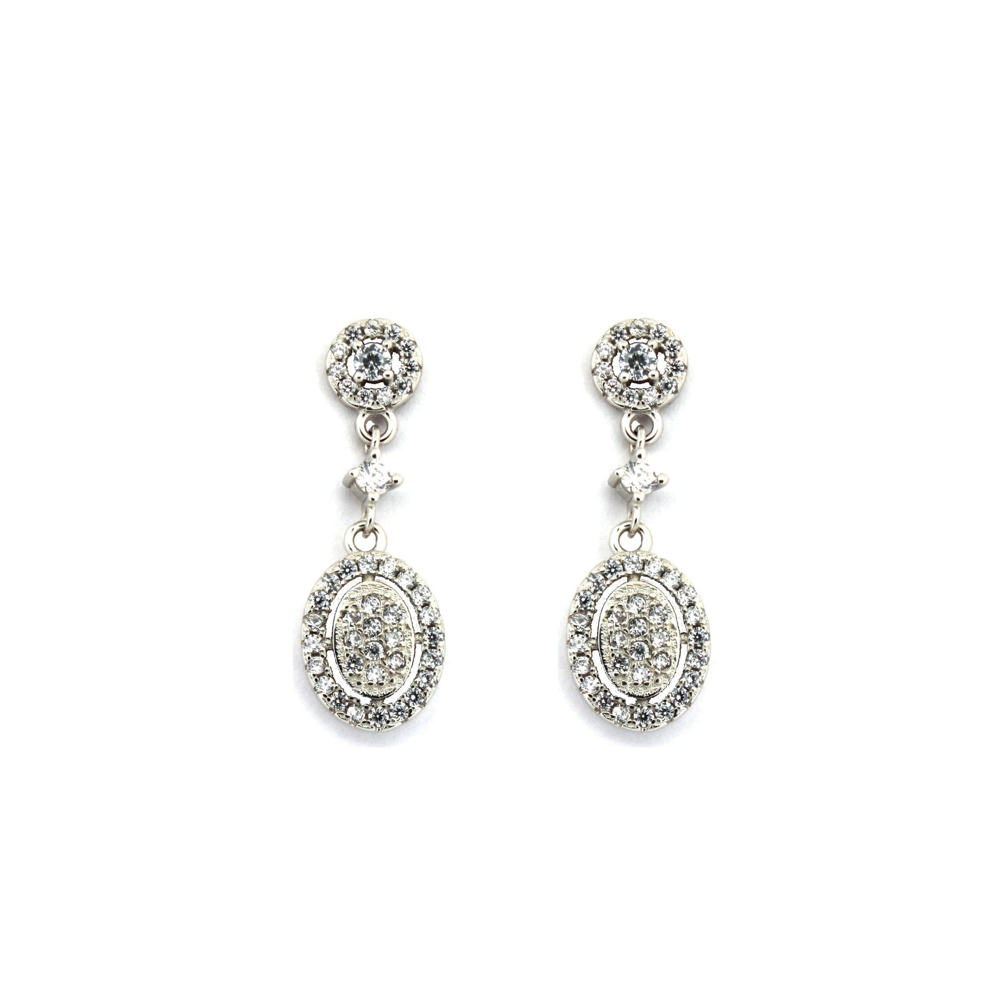 925 Silver Rhodium Plated CZ Set Studs