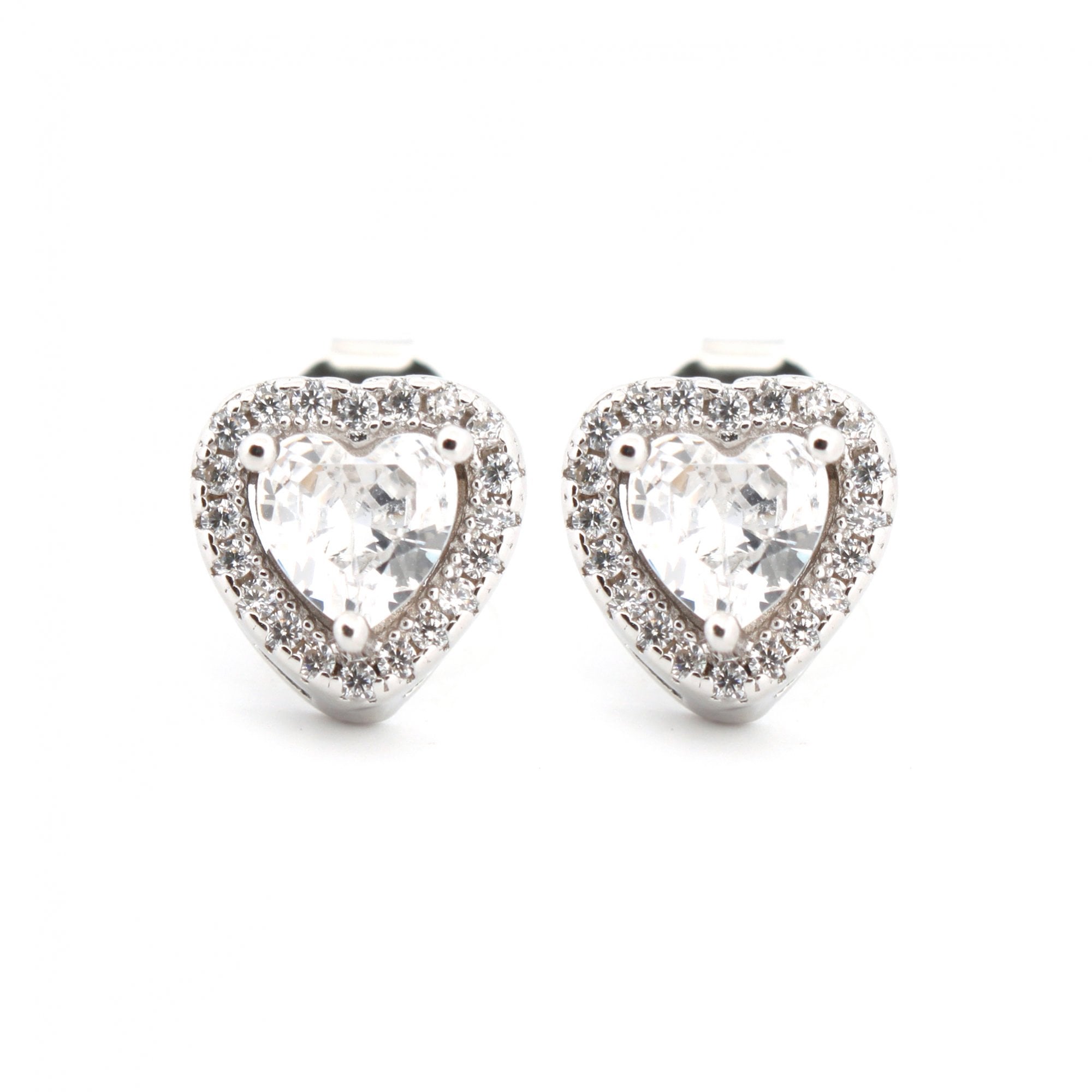 925 Silver Rhodium Plated CZ Set Studs