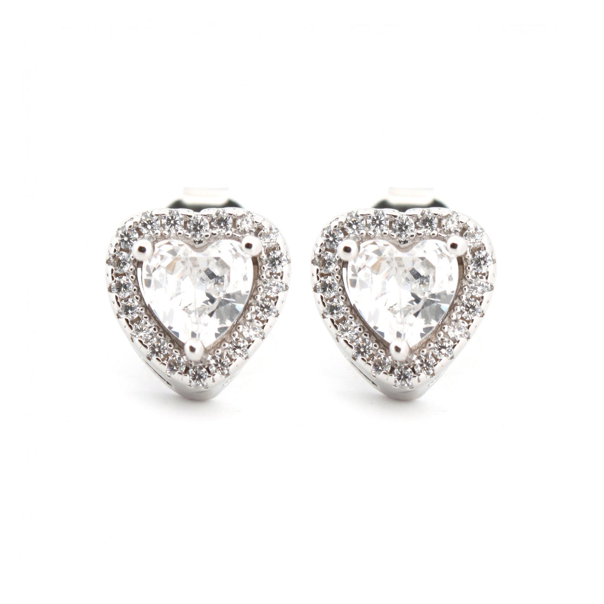 925 Silver Rhodium Plated CZ Set Studs