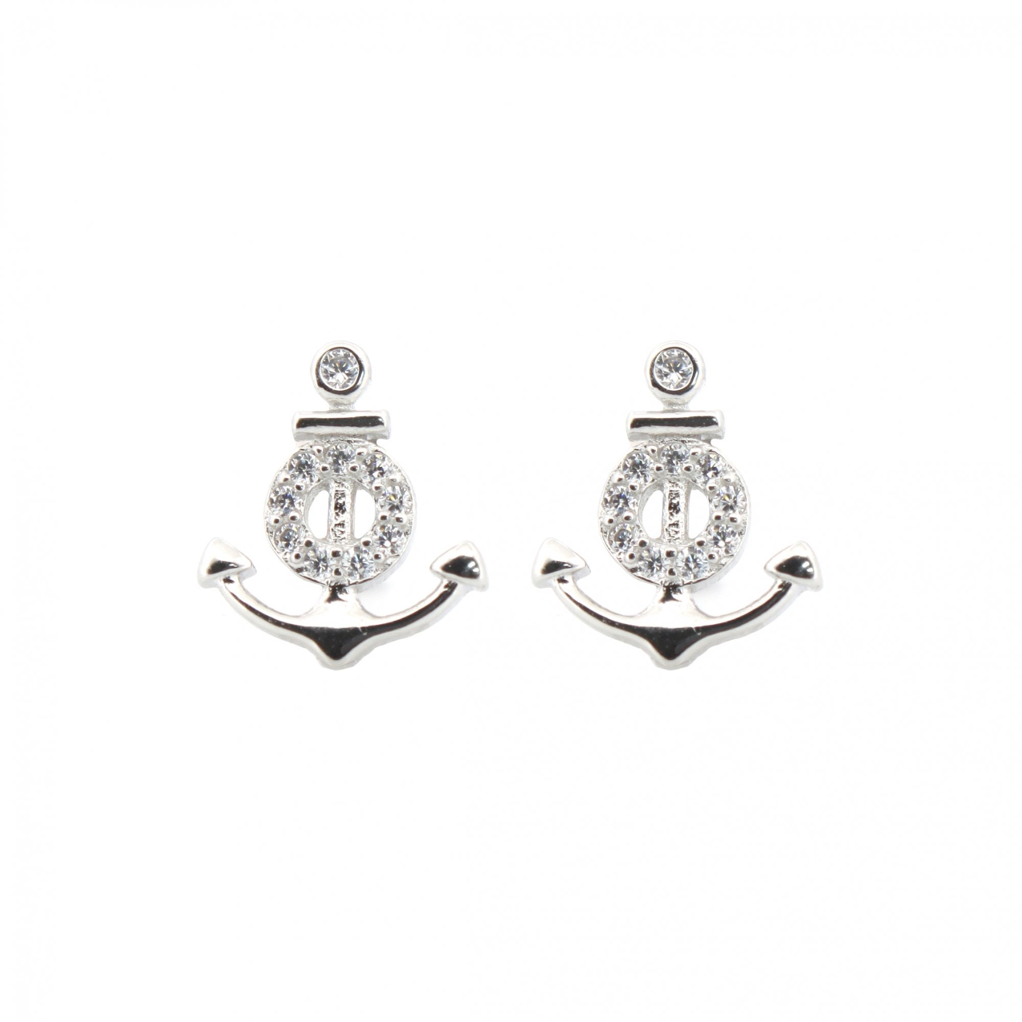 925 Silver Rhodium Plated CZ Set Studs