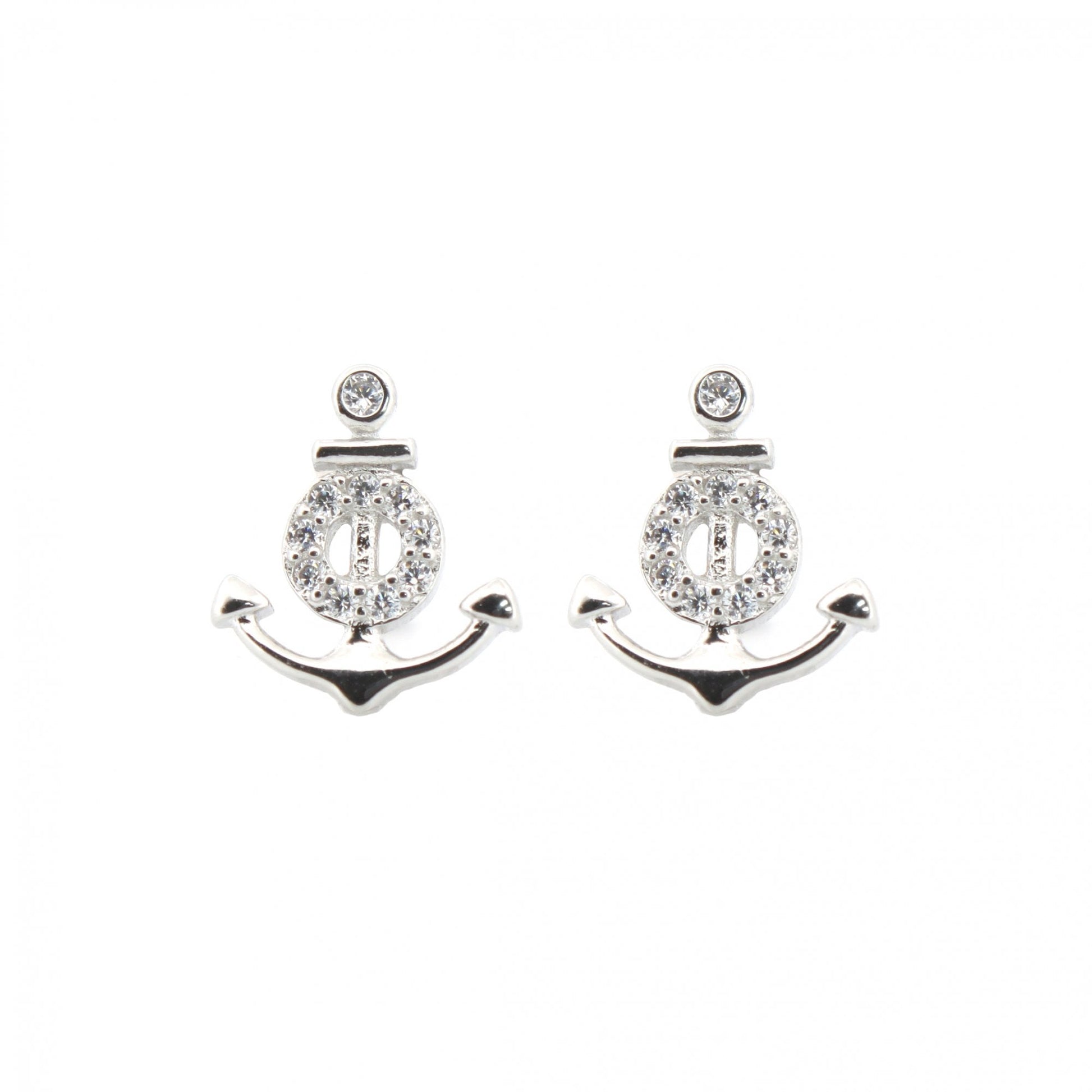 925 Silver Rhodium Plated CZ Set Studs