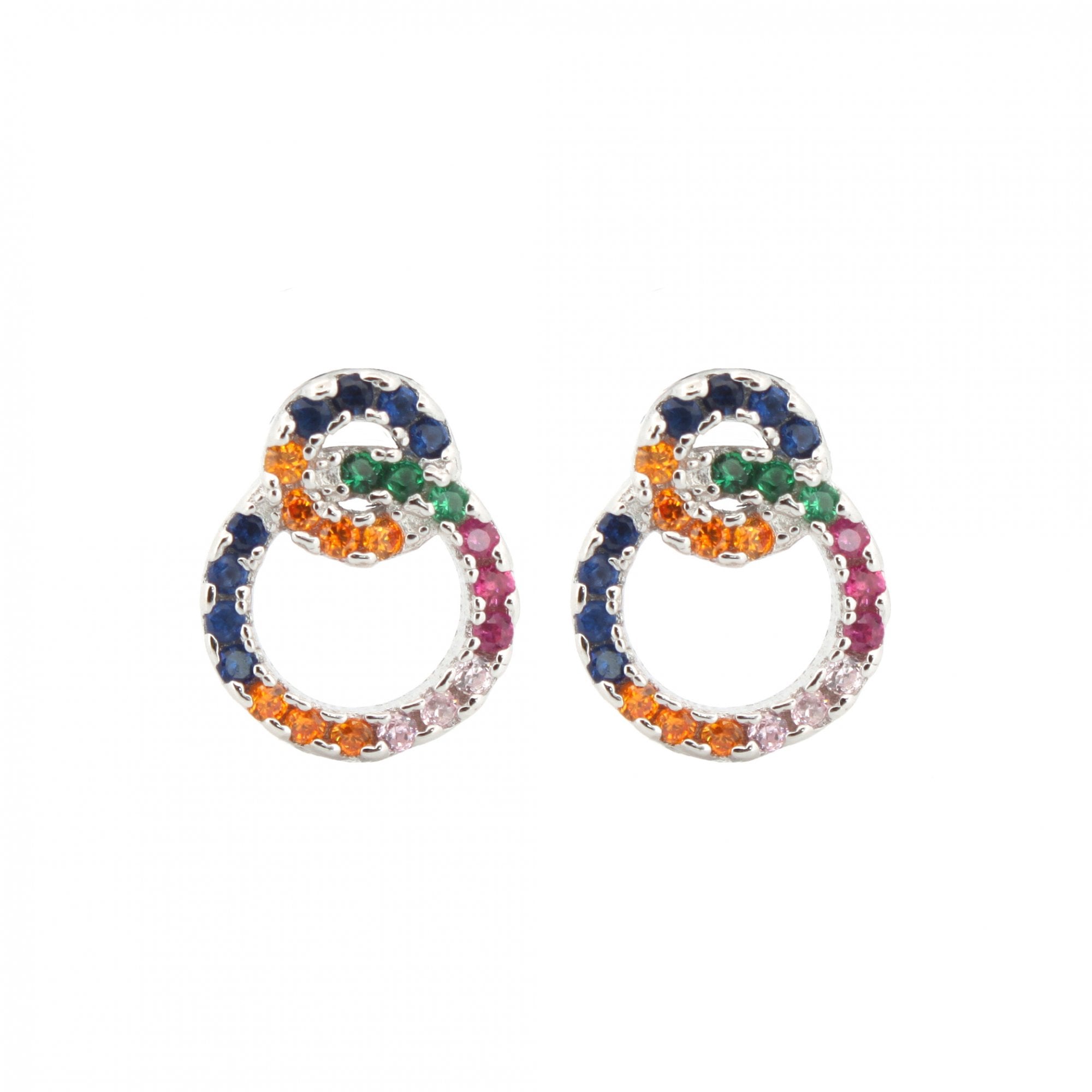 925 Silver Rhodium Plated CZ Set Studs