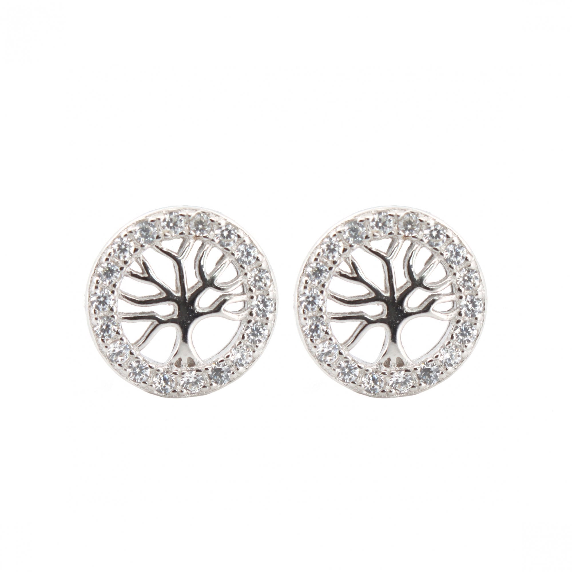 925 Silver Rhodium Plated CZ Set Studs