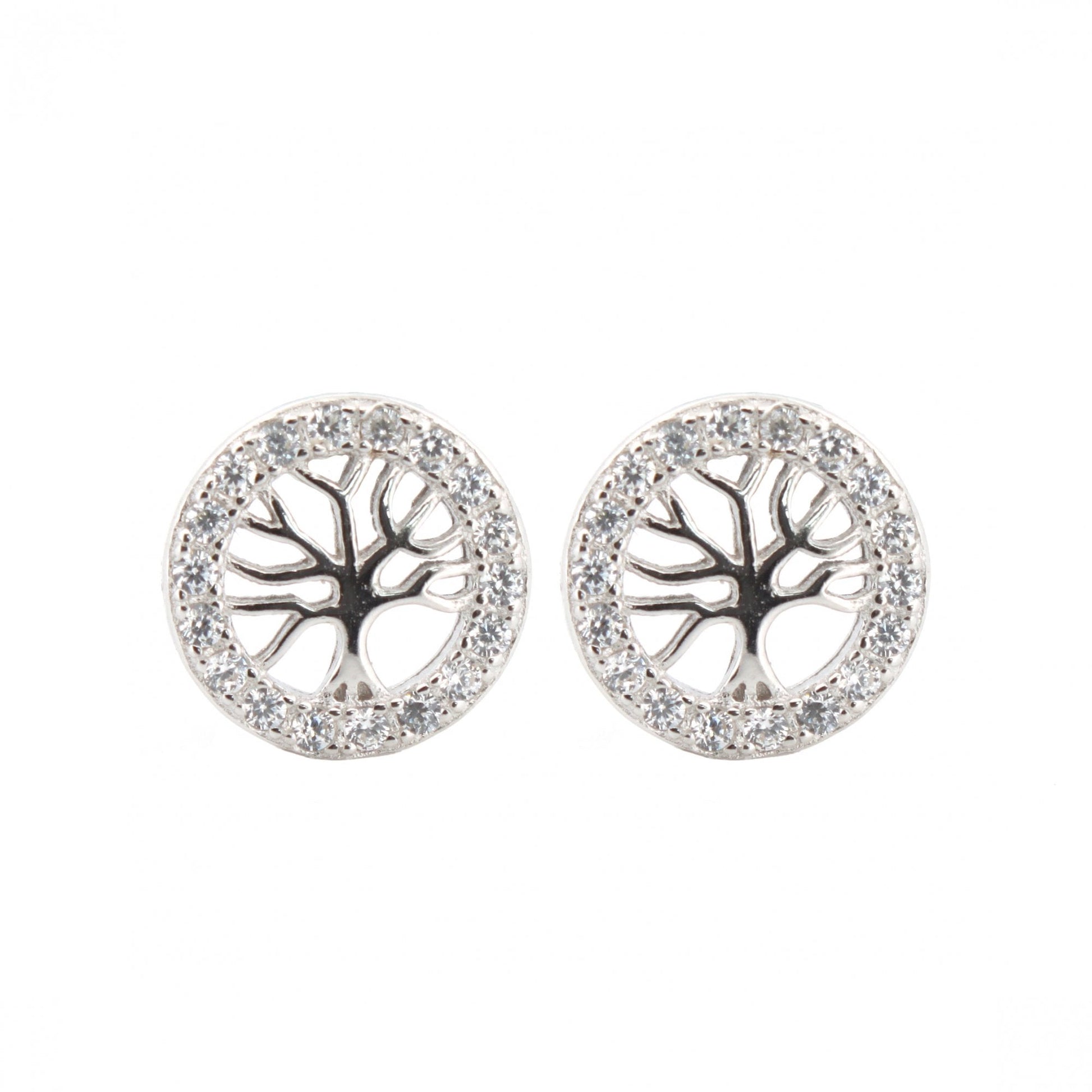 925 Silver Rhodium Plated CZ Set Studs