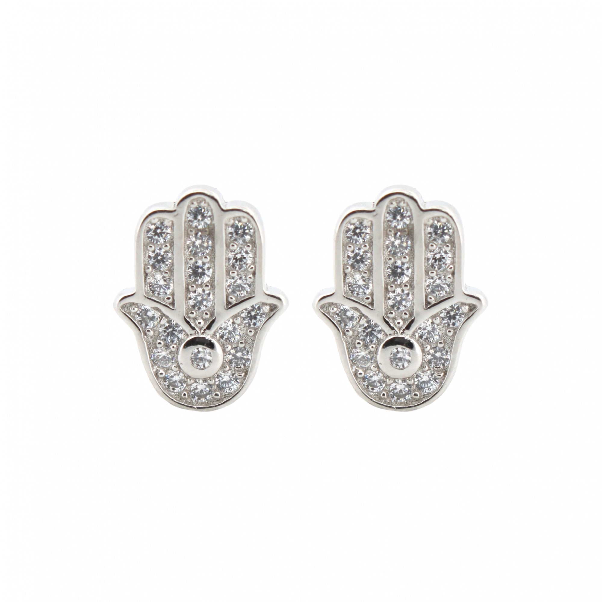 925 Silver Rhodium Plated CZ Set Studs