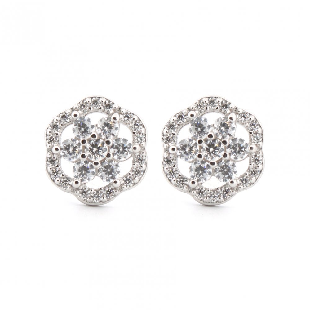 925 Silver Rhodium Plated CZ Set Studs