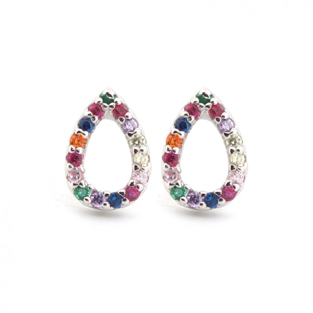 925 Silver Rhodium Plated CZ Set Studs