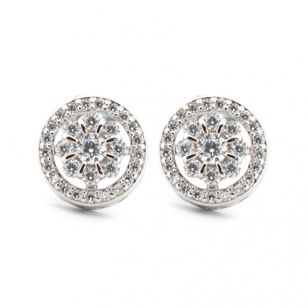 925 Silver Rhodium Plated CZ Set Studs