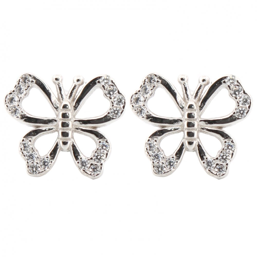 925 Silver Rhodium Plated CZ Set Studs