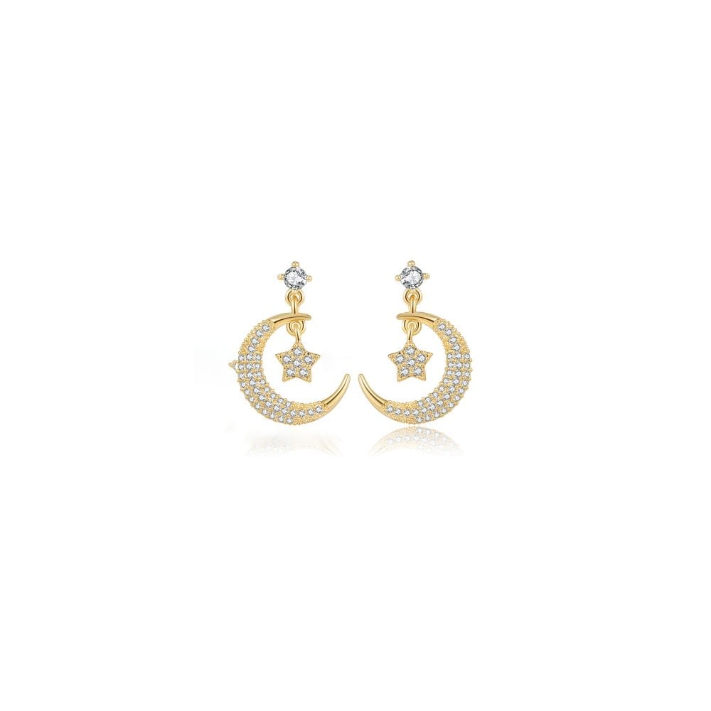 925 Silver 14ct Gold Plated CZ Set Studs