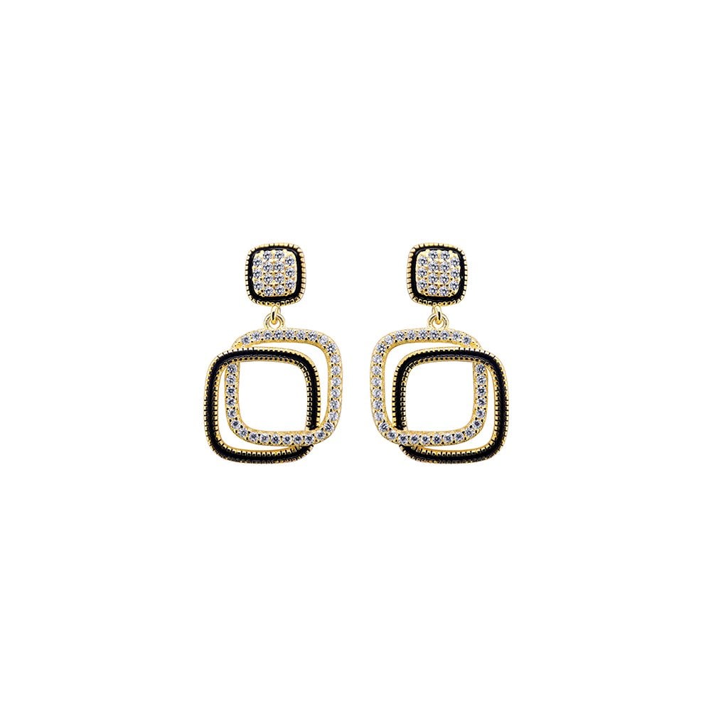 925 Silver 14ct Gold Plated CZ Set Studs