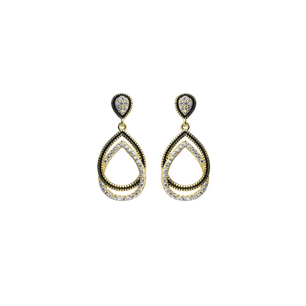 925 Silver 14ct Gold Plated CZ Set Studs