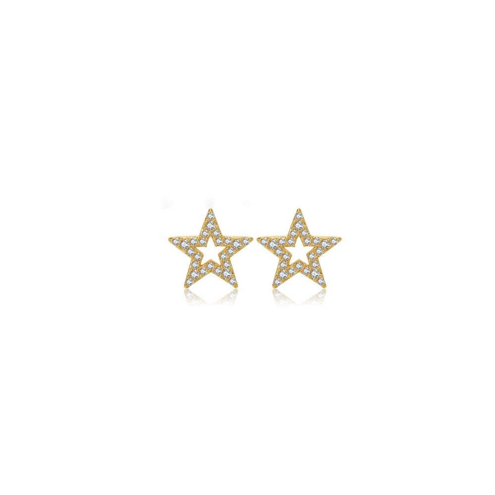 925 Silver 14ct Gold Plated CZ Set Studs