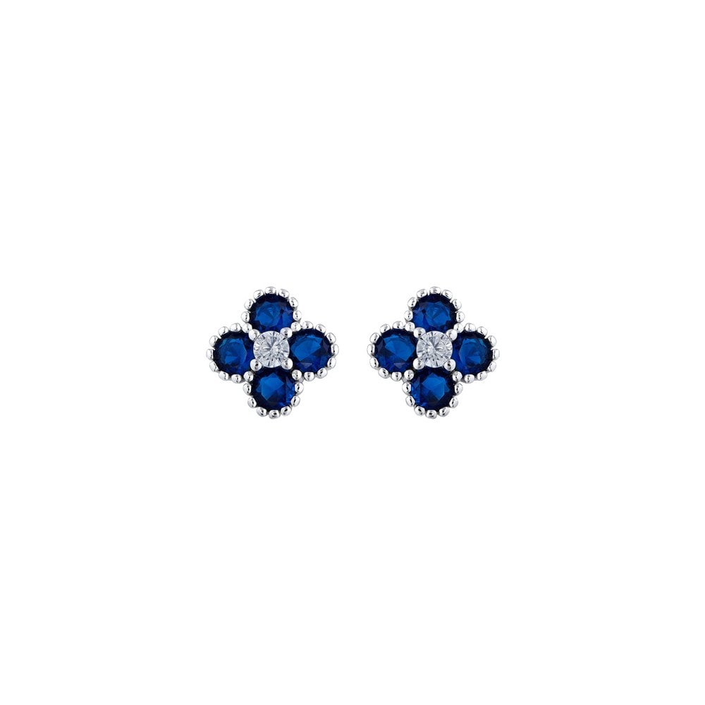 925 Silver Rhodium CZ Set Clover Studs
