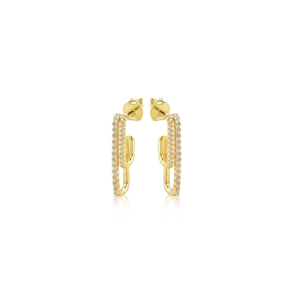 925 Silver 14ct Gold Plated CZ Set Stud Earrings
