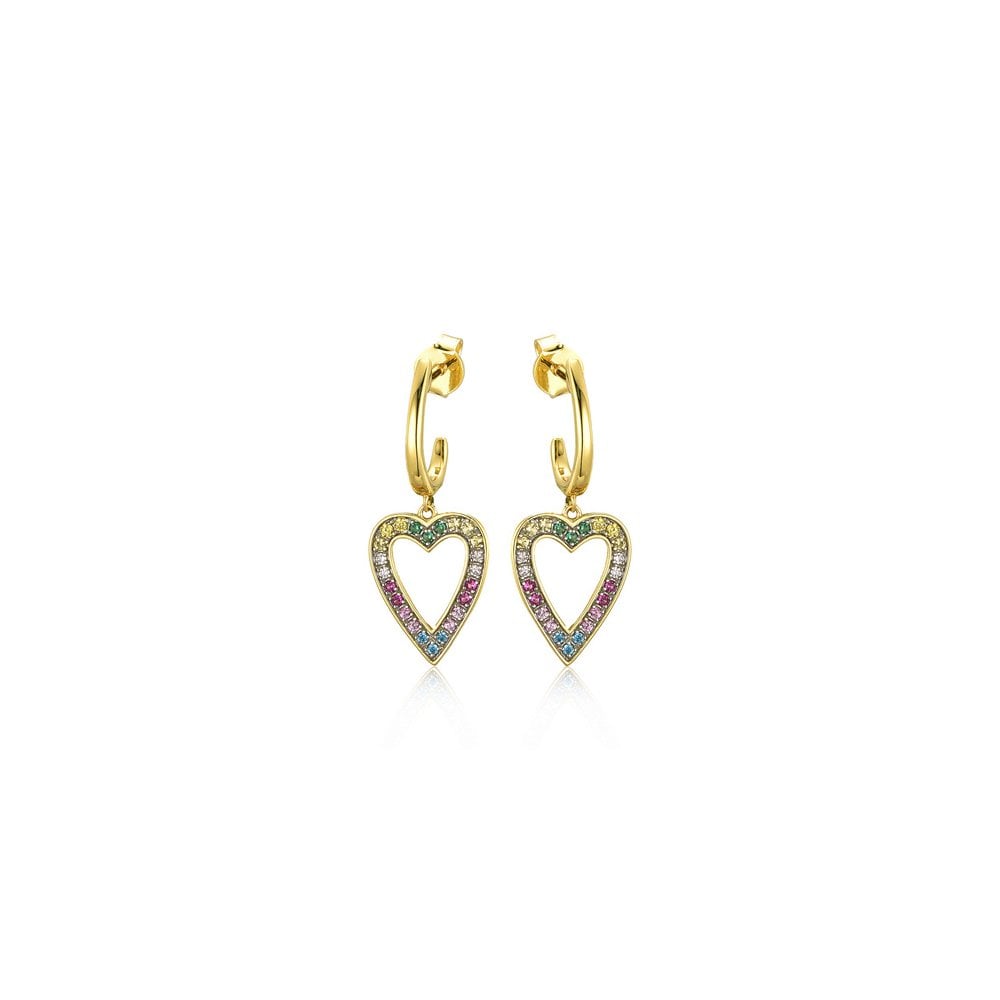 925 Silver 14ct Gold Plated Multi Col CZ Set Earrings