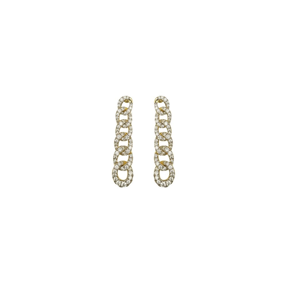 925 Silver 14ct Gold Plated CZ Set Stud Drop Earrings