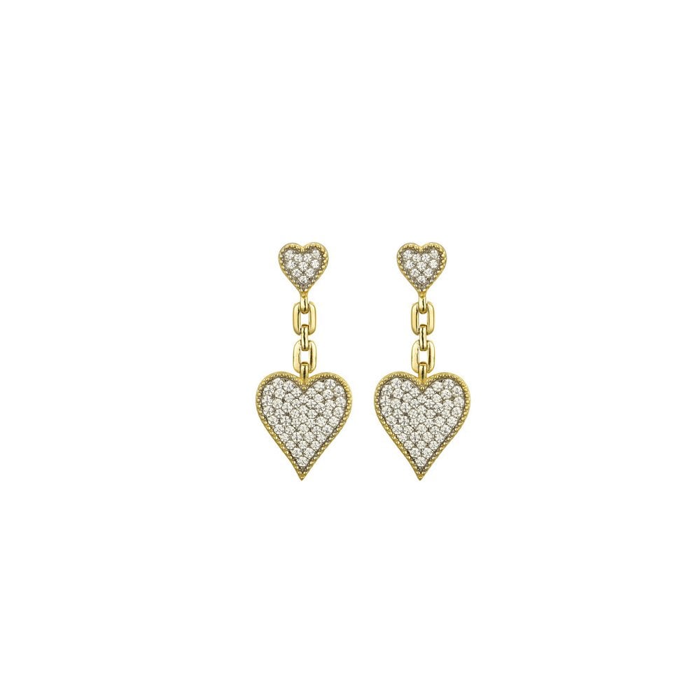 925 Silver 14ct Gold Plated CZ Set Stud Drop Earrings