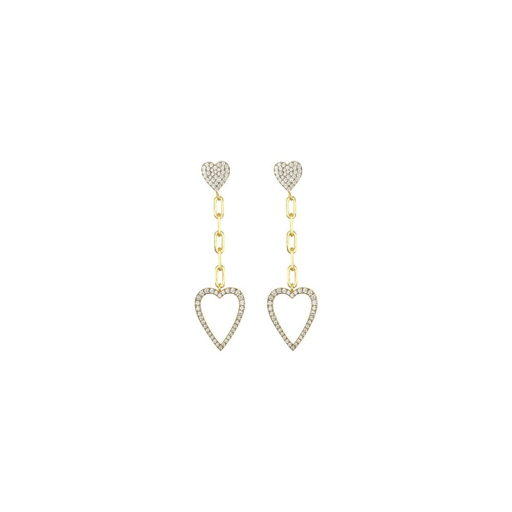 925 Silver 14ct Gold Plated CZ Set Stud Drop Earrings