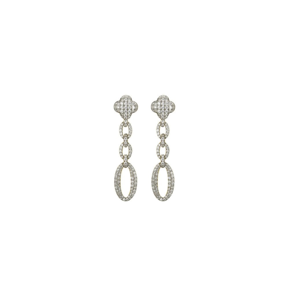 925 Silver 14ct Gold Plated CZ Set Stud Drop Earrings