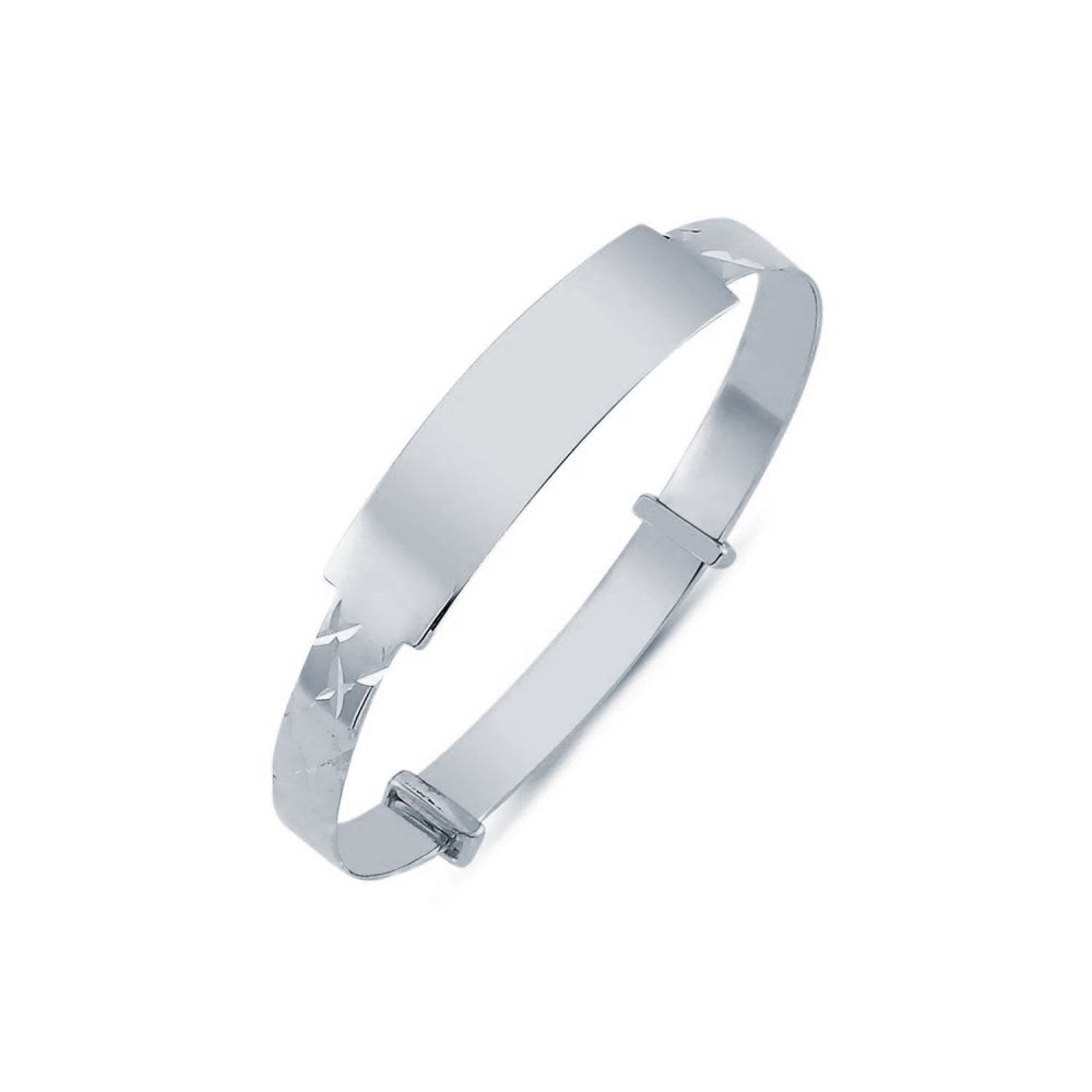925 Silver Childs Diamond Cut ID Expander Bangle