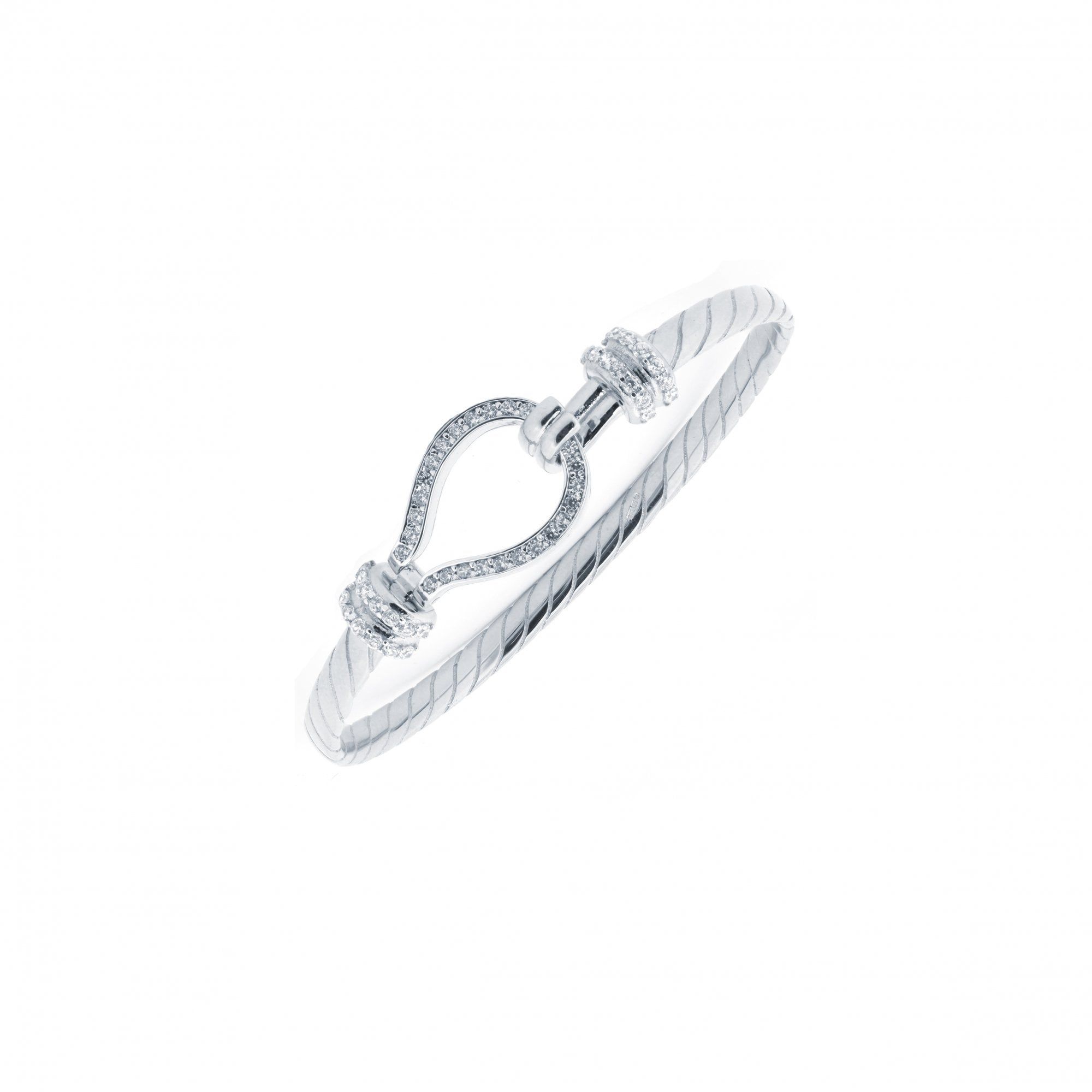 925 Silver Childs CZ Set Stirrup Bangle