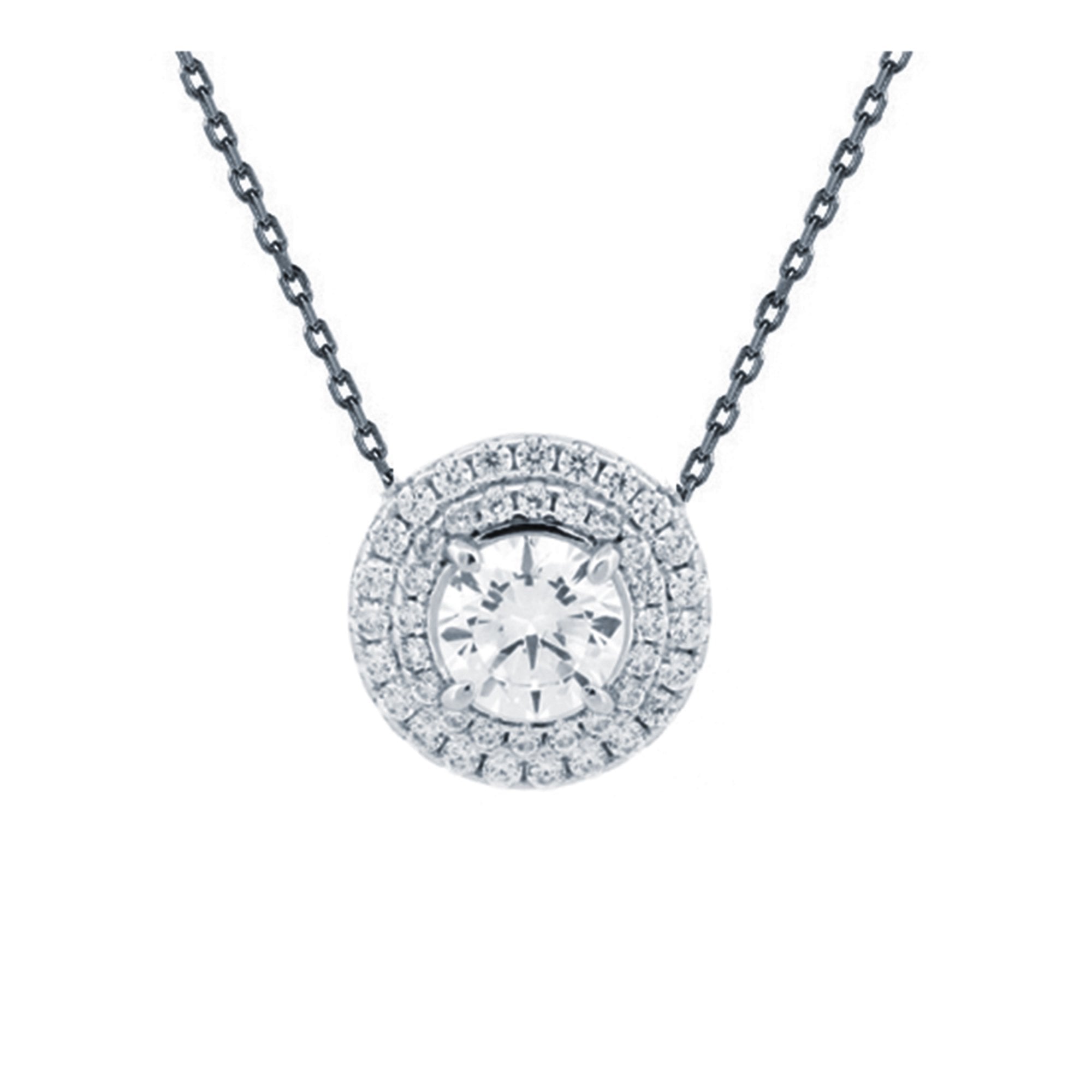 925 Silver Rhodium Plated CZ Set Cluster Necklace