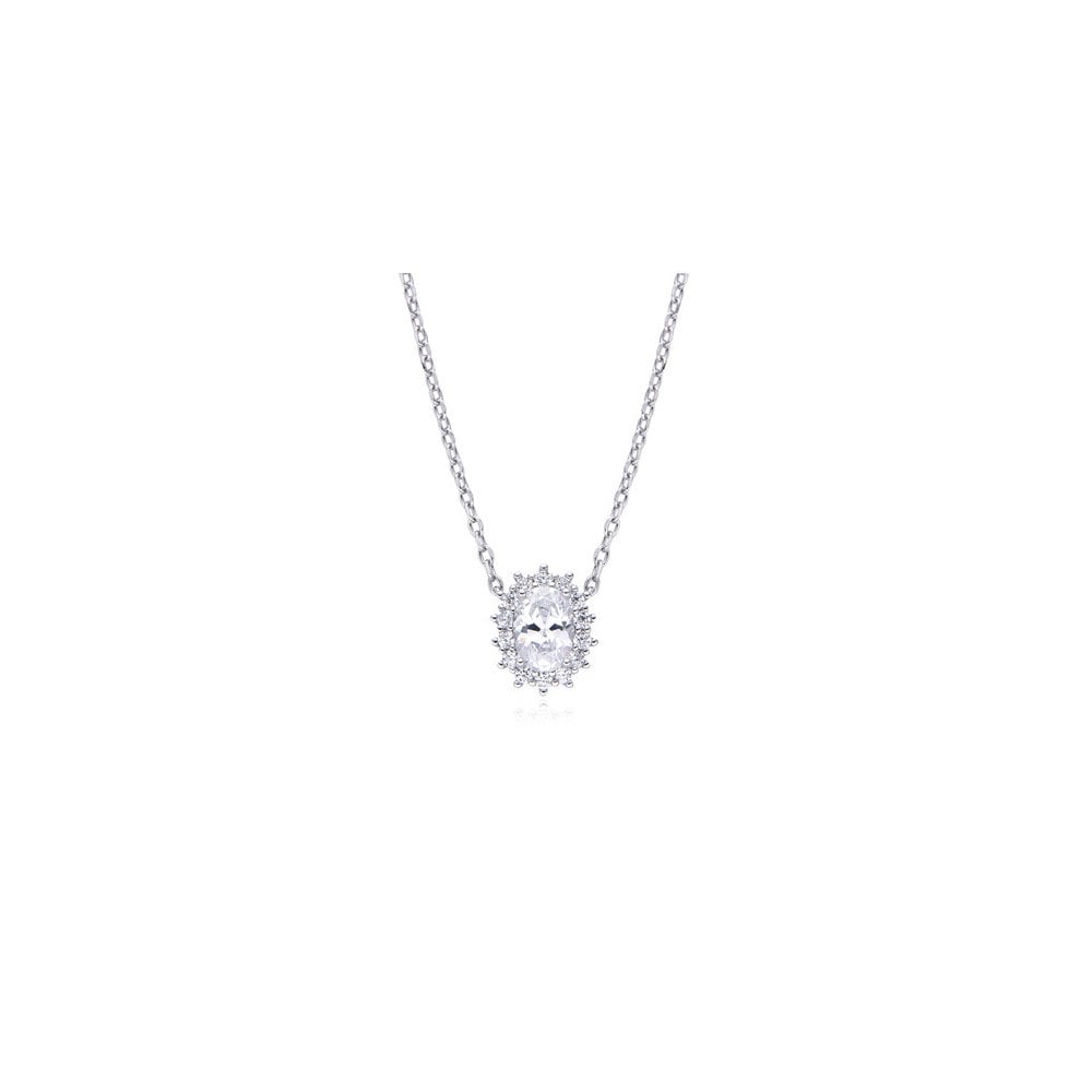 925 Silver Rhodium Plated CZ Set Princess Kate Necklace