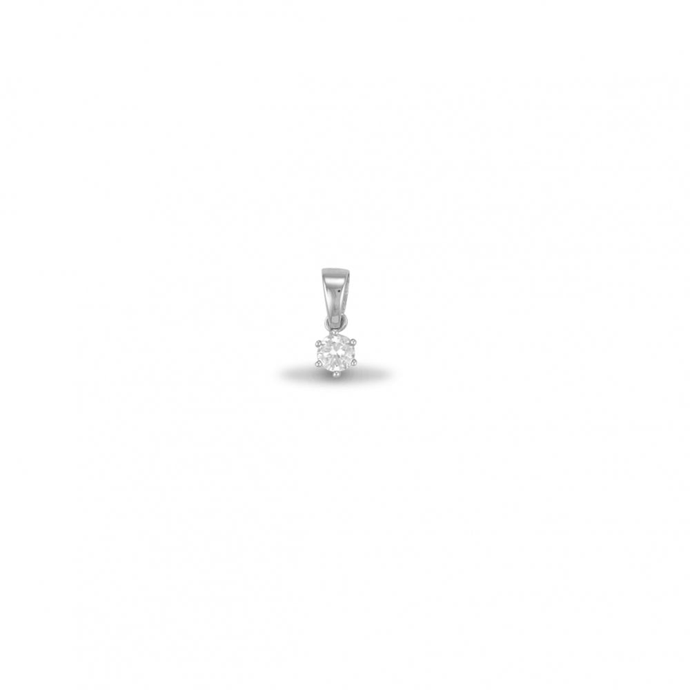 925 Silver 7mm Solitaire Cubic Zirconia Pendant