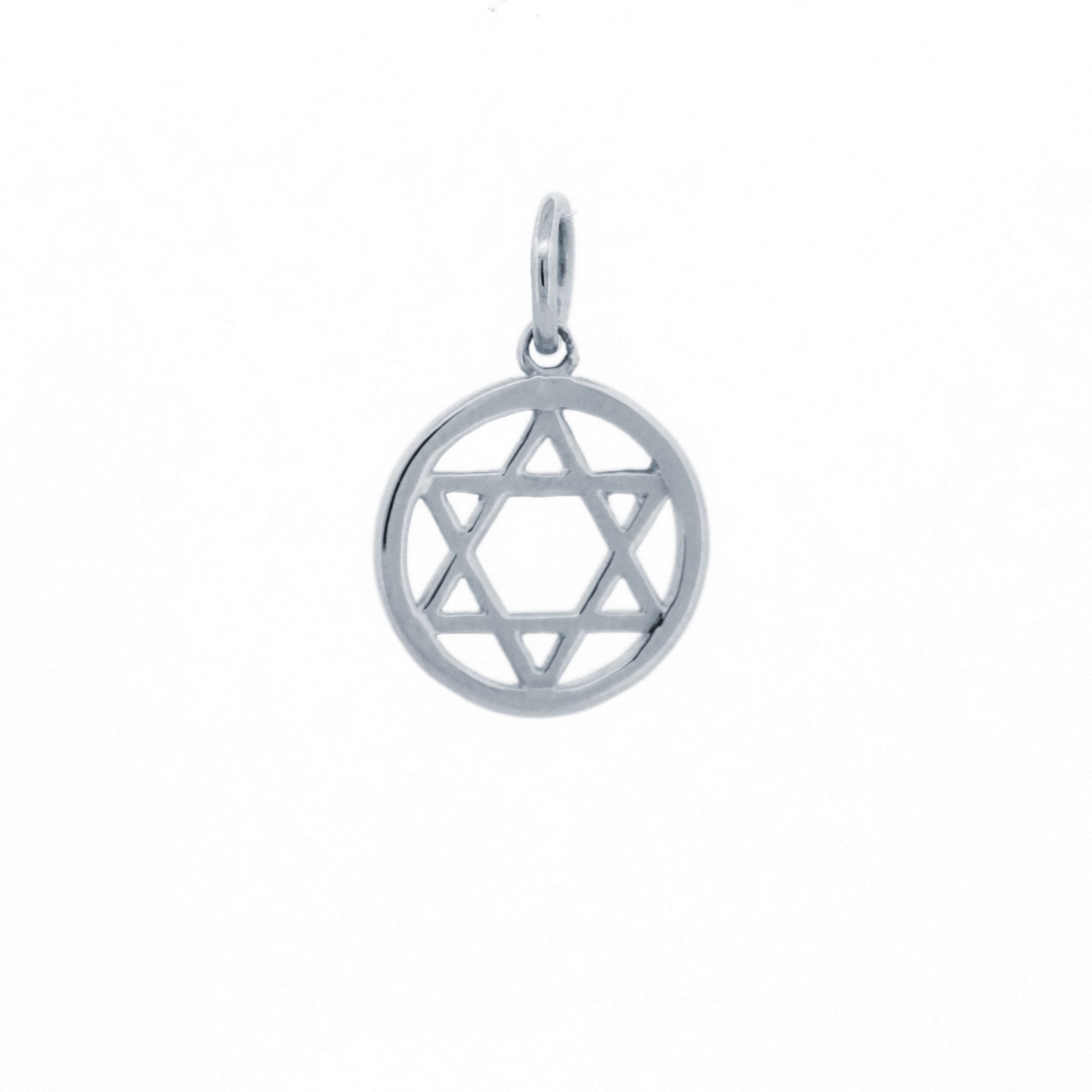 925 Silver Circle star of David Pendant