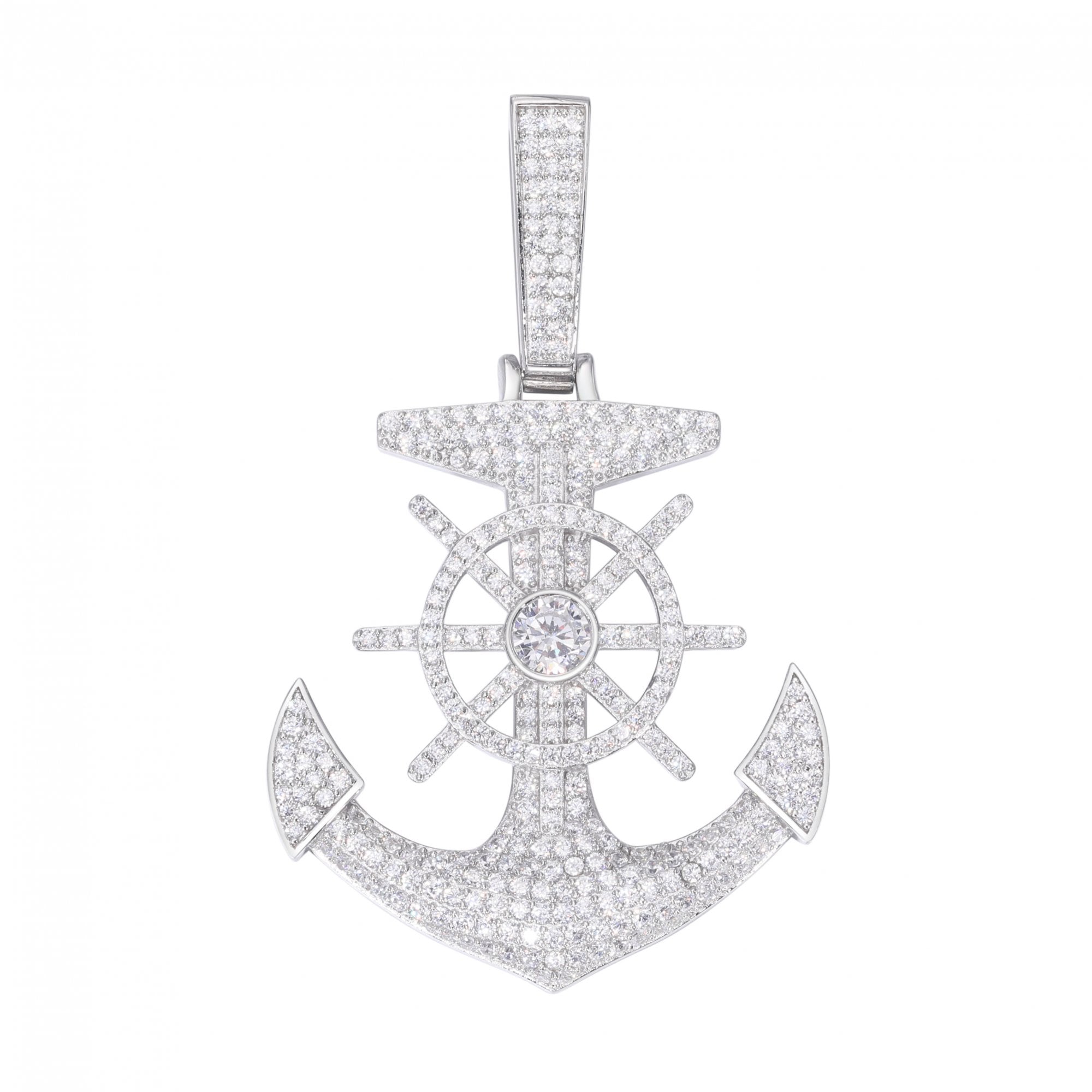 925 Silver CZ Set Anchor Pendant