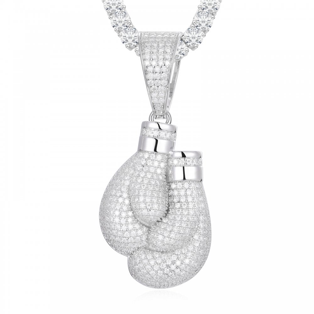 925 Silver CZ Set Pair Boxing Gloves Pendant