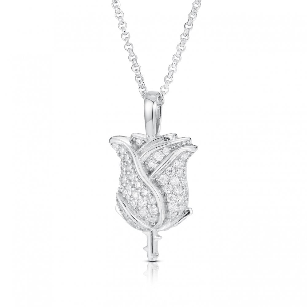 925 Silver CZ Set Tulip Pendant