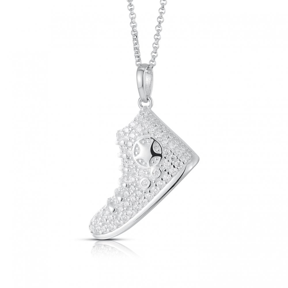 925 Silver CZ Set BasketBall Boot Pendant