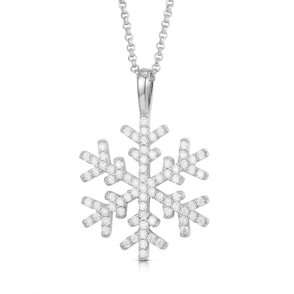 925 Silver CZ Set Snowflake Pendant