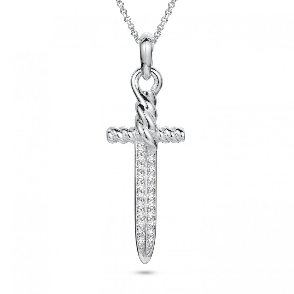 925 Silver CZ Set Vintage Sword Pendant