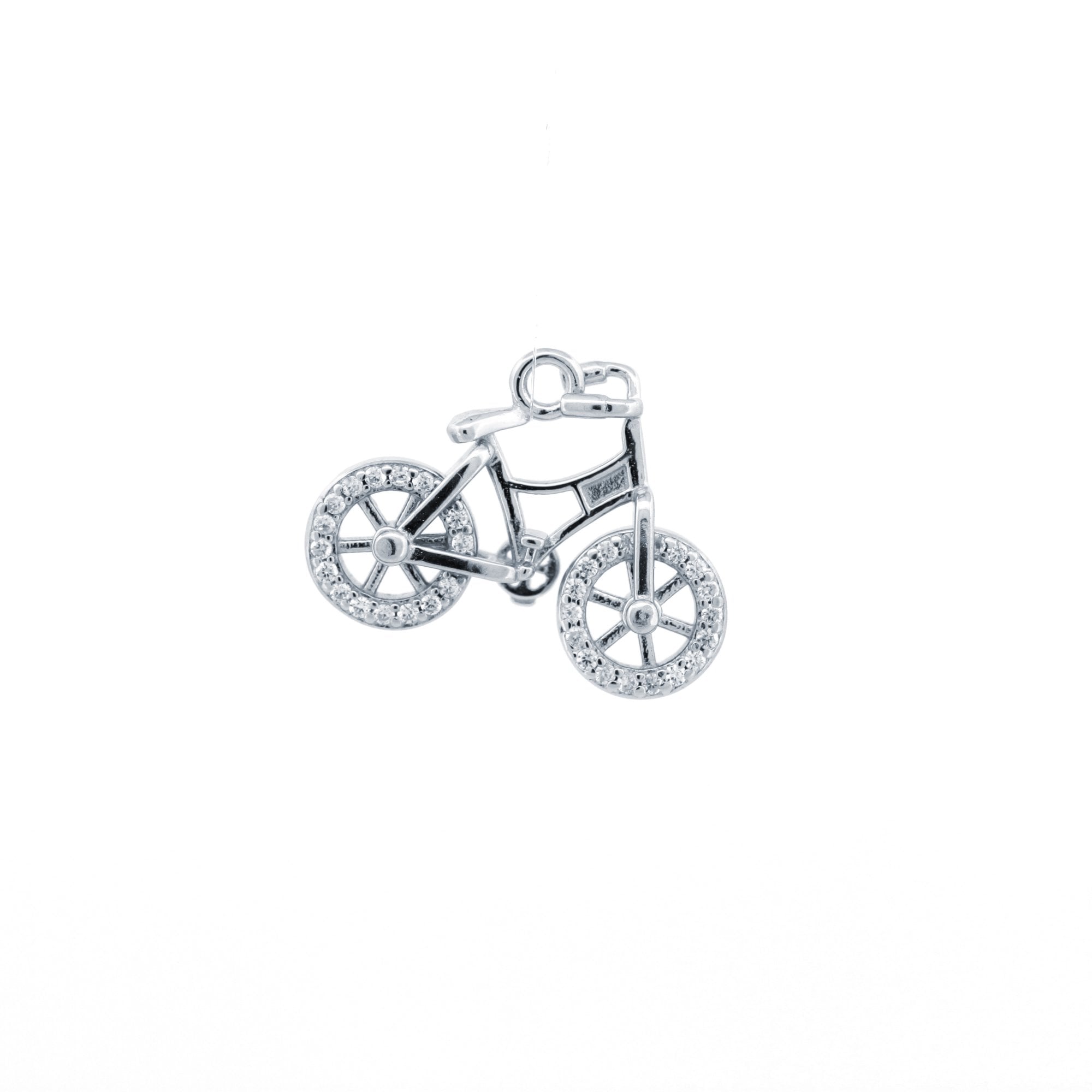 925 Silver CZ Set Bicycle Pendant