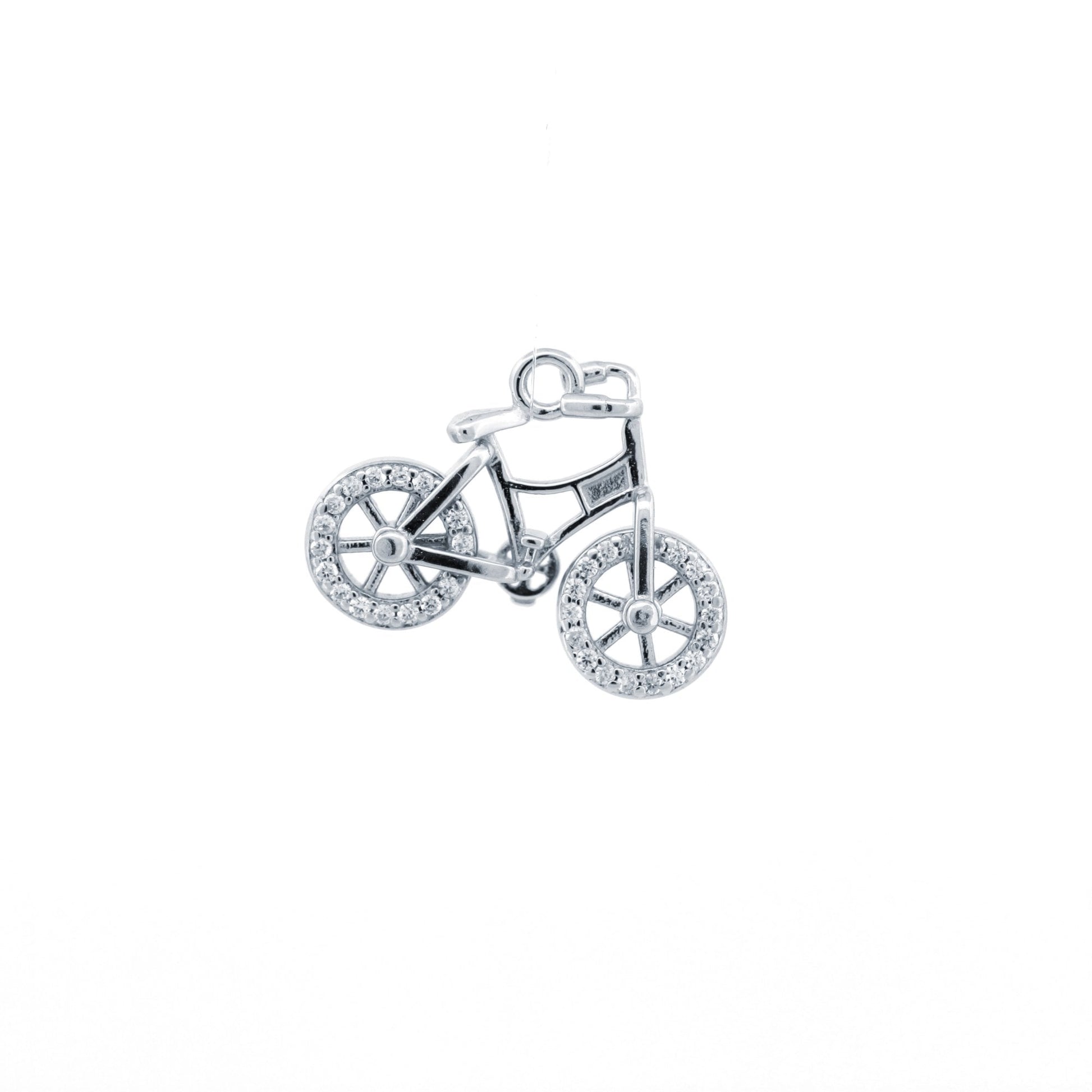 925 Silver CZ Set Bicycle Pendant