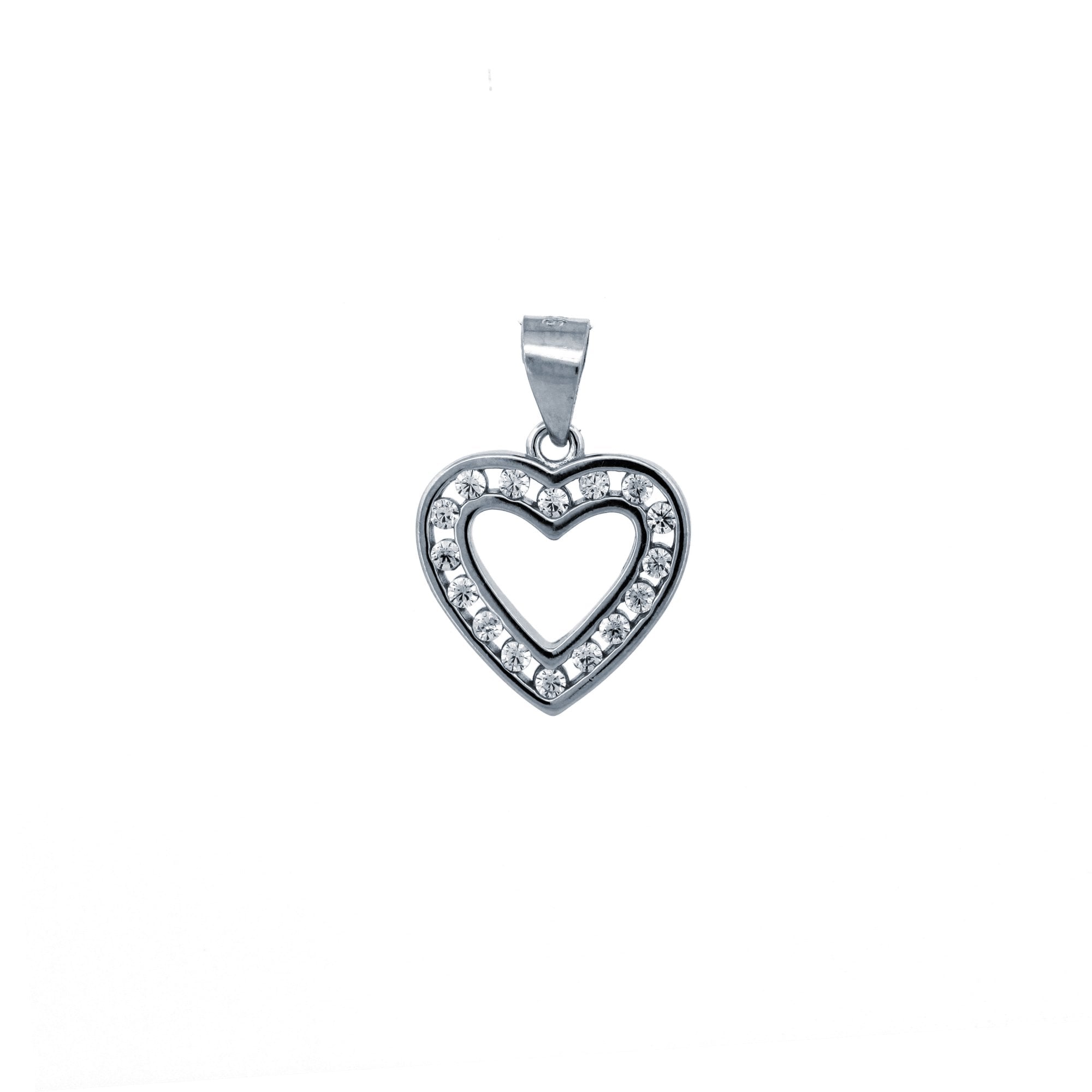925 Silver CZ Set Heart Pendant
