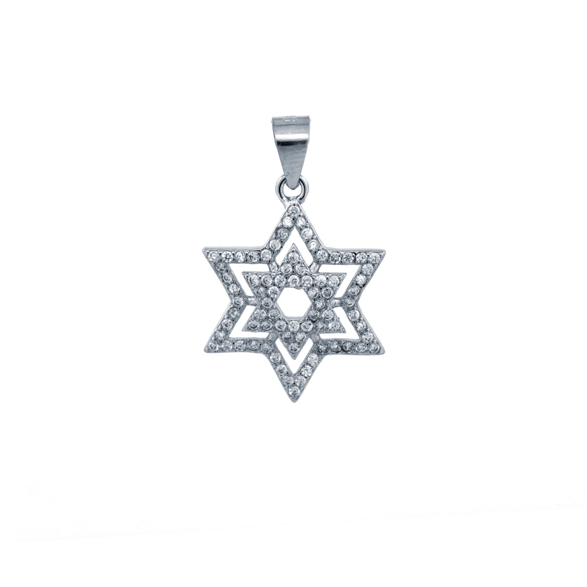 925 Silver CZ Set Star of David Pendant