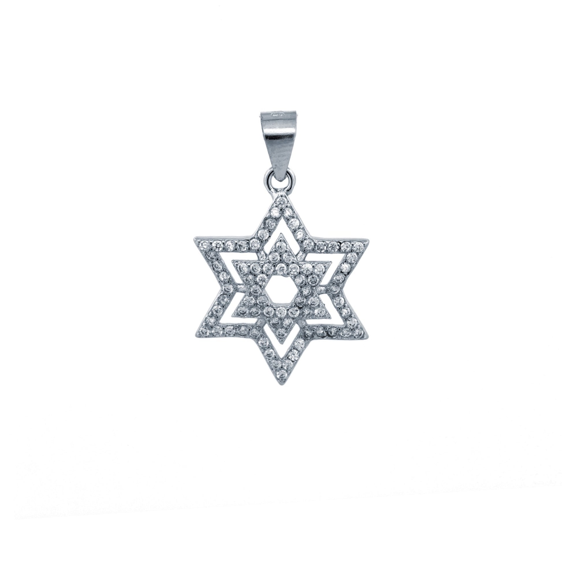 925 Silver CZ Set Star of David Pendant