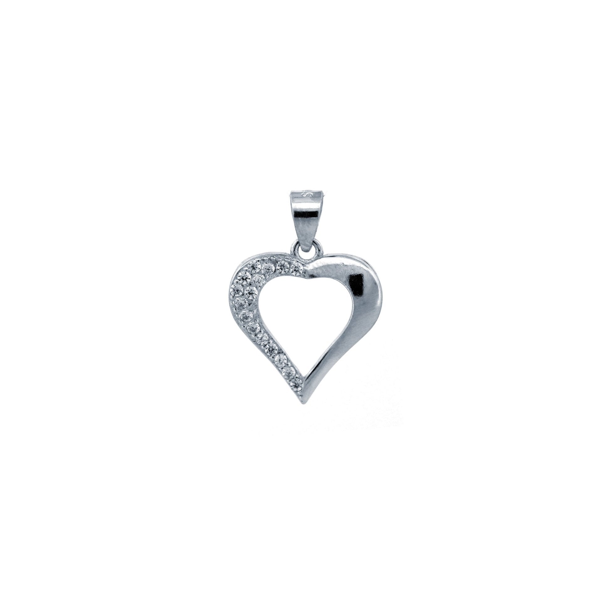 925 Silver CZ Set Heart pendant