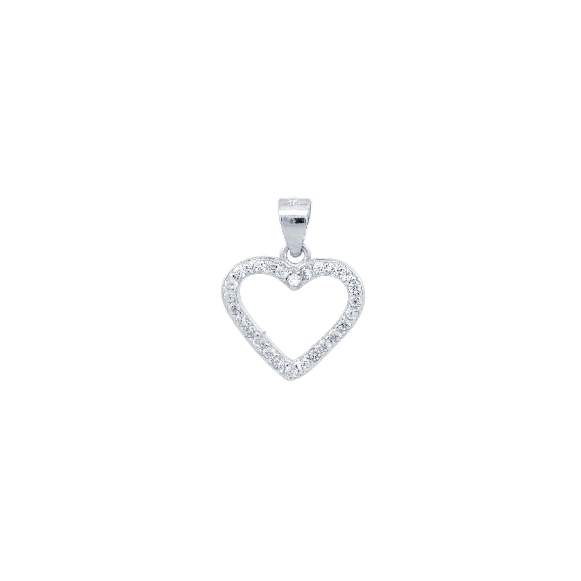 925 Silver CZ Set Heart Pendant